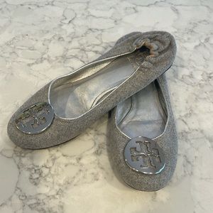 Tory Burch Grey Wool Reva Flats size 7 1/2